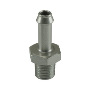Fitting 6mm / 1/4" Hose End to 1/8 NPT Male Straight - Silver